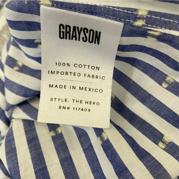 Grayson || Hero Striped Button Down Shirt Blue White 3 Medium - Picture 7 of 7
